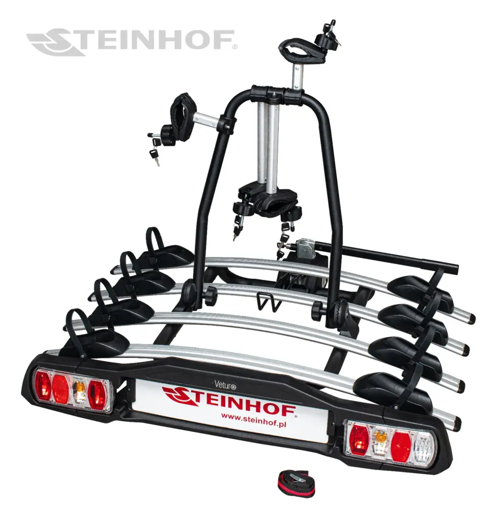 Porte-vélos d’attelage Steinhof Veturo 4 pour 4 vélos, basculable